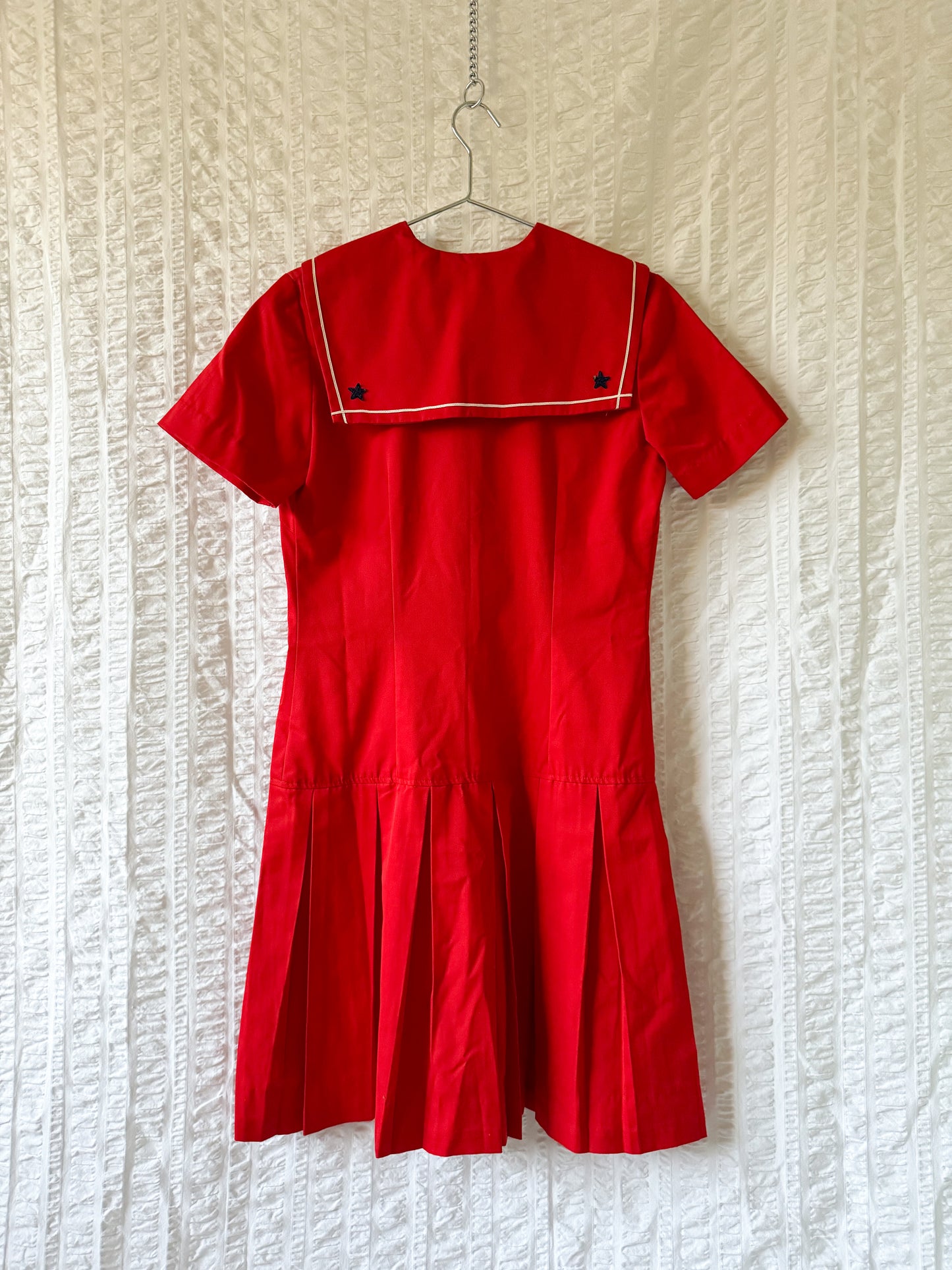 60s dropwaist red sailor dress