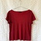 90s wine red textured top