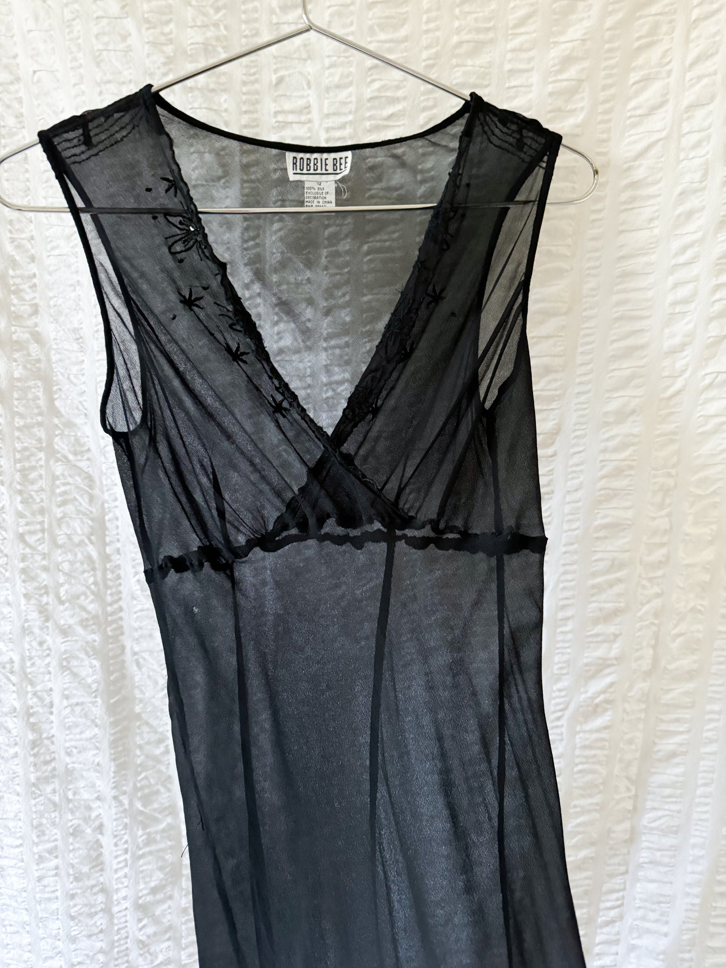 90s sheer silk black dress