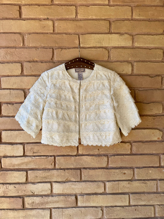 Ivory cotton-blend floral jacket