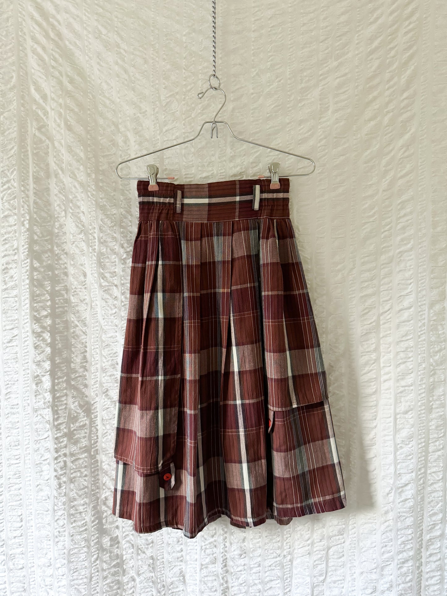 80s preppy brown plaid skirt