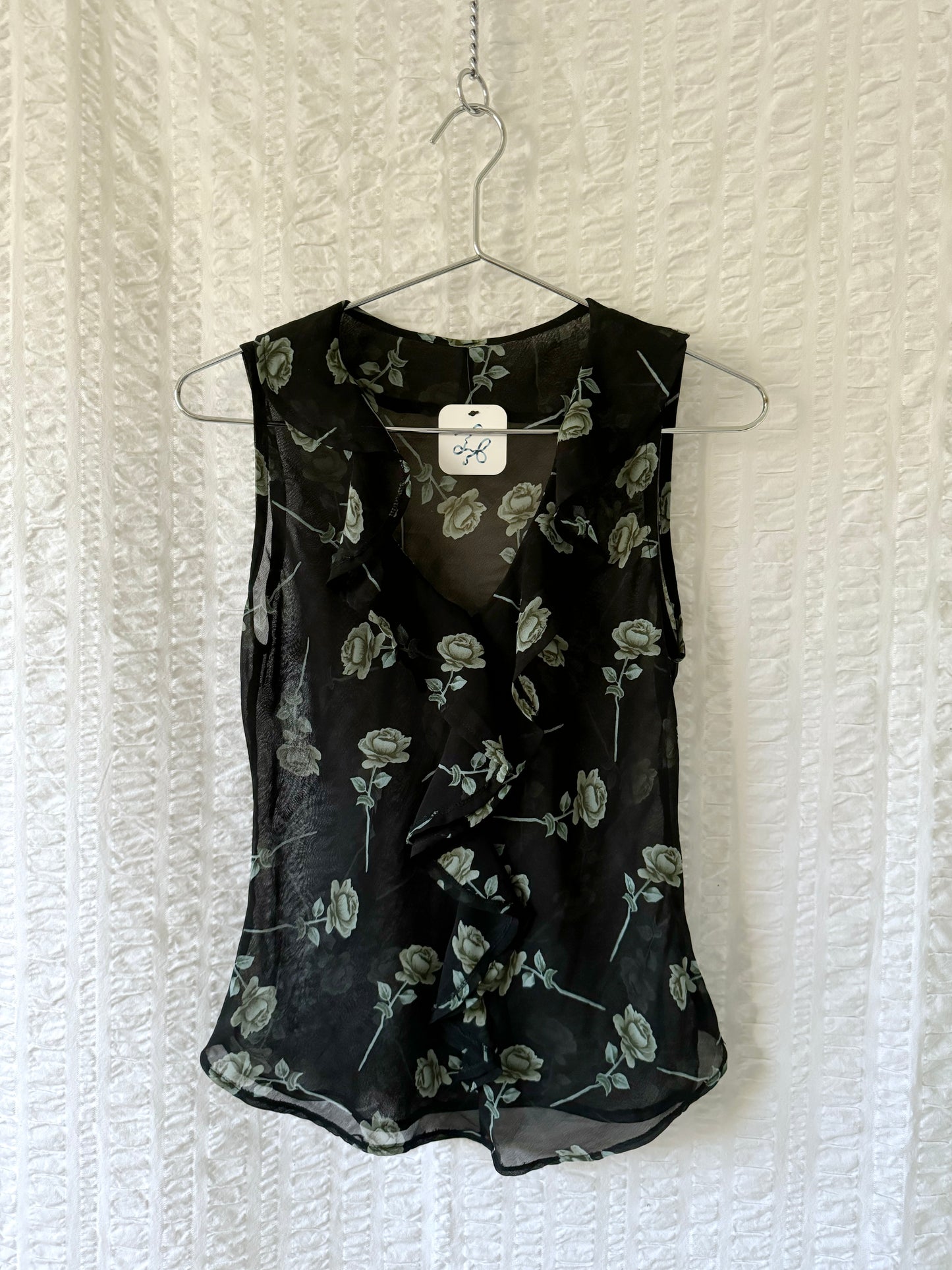 90s ruffle sheer bias top