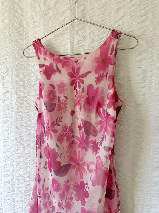 y2k sheer layer floral dress