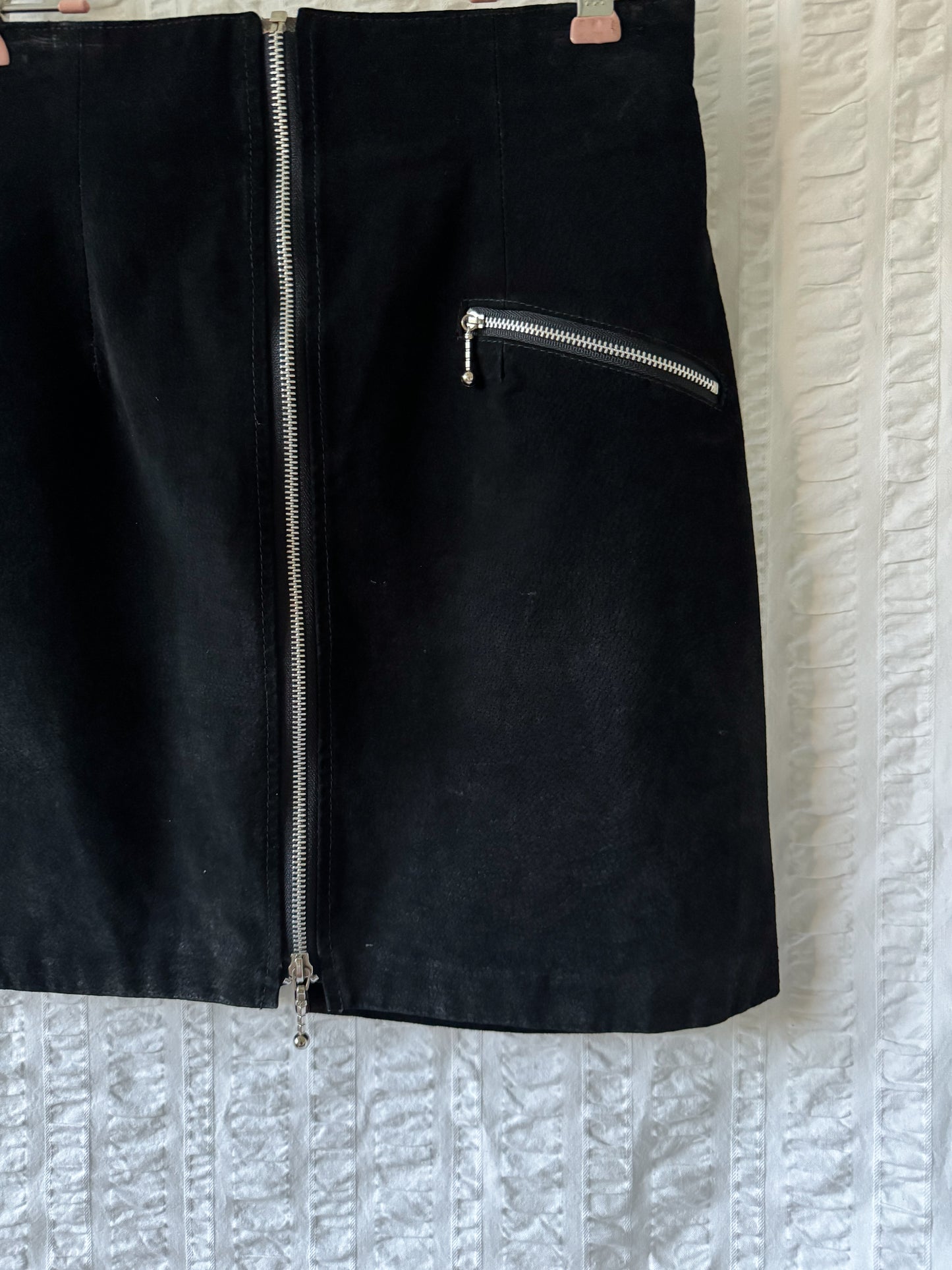 90s suede zip skirt