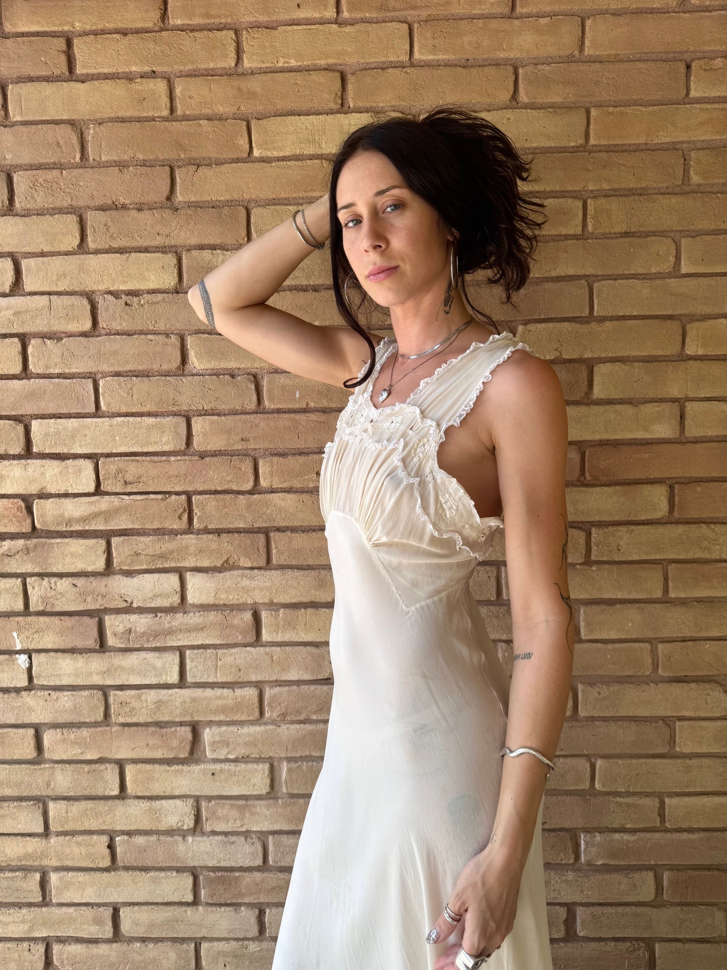 1930s Saks Fifth Avenue cream silk slip | S
