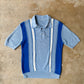 blue collared knit polo top