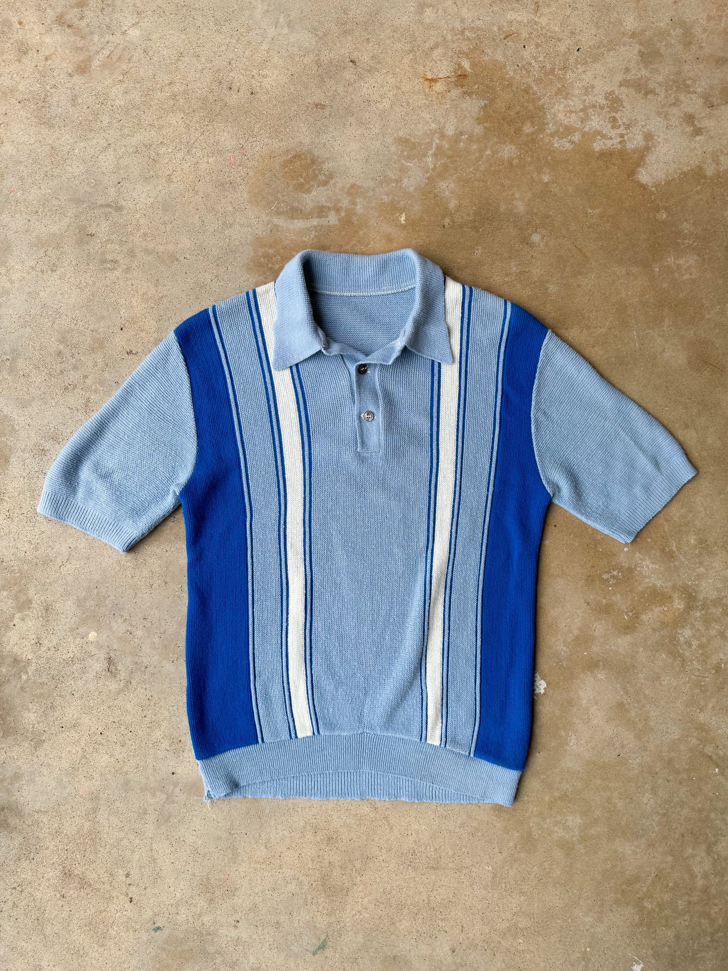 blue collared knit polo top