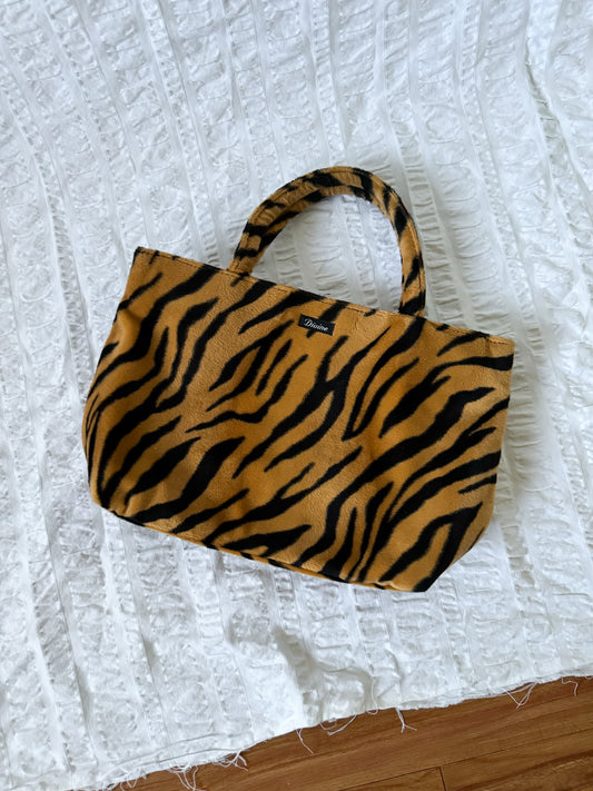 90s fuzzy tiger purse