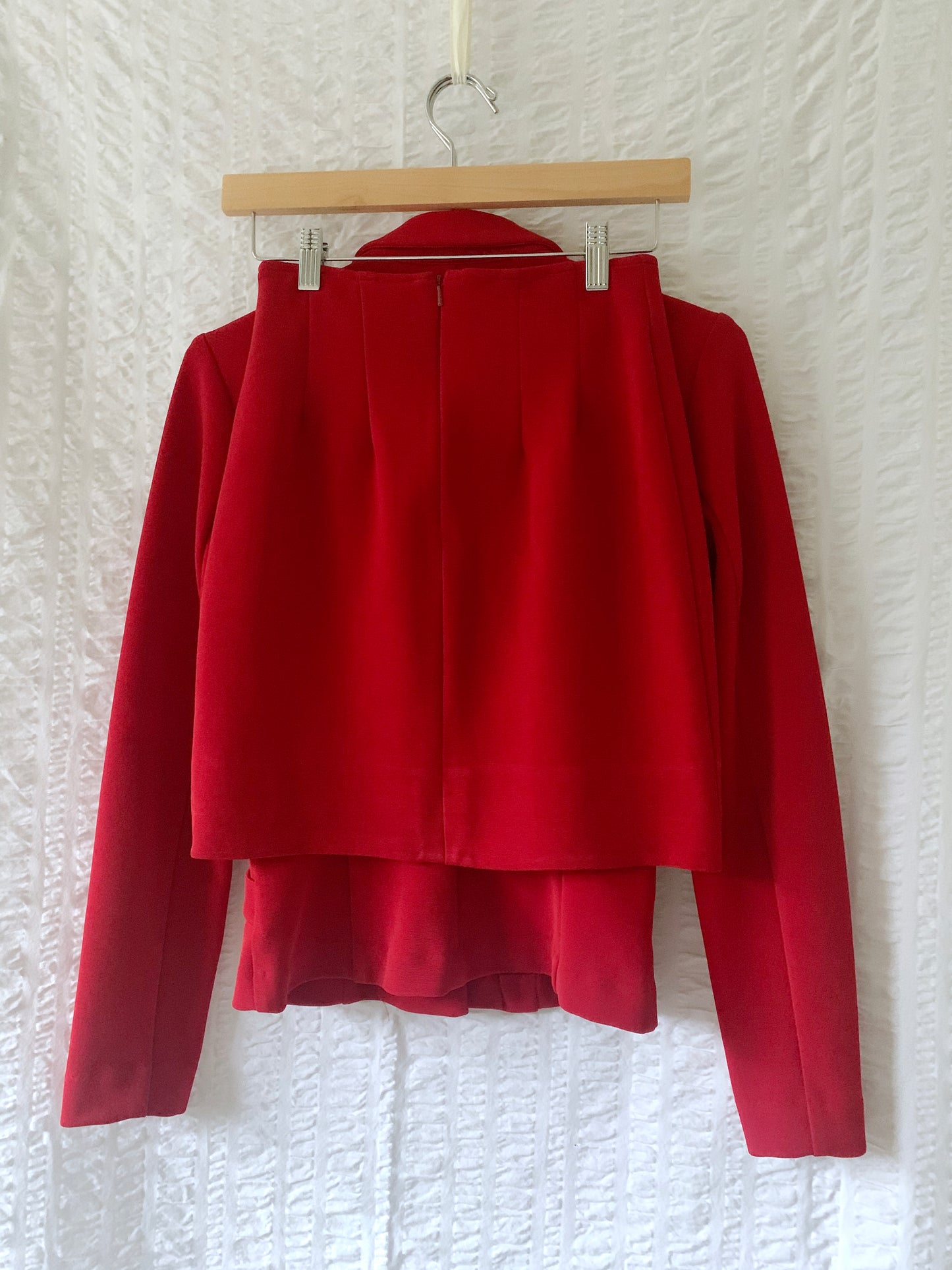 90s cherry red skirt suit