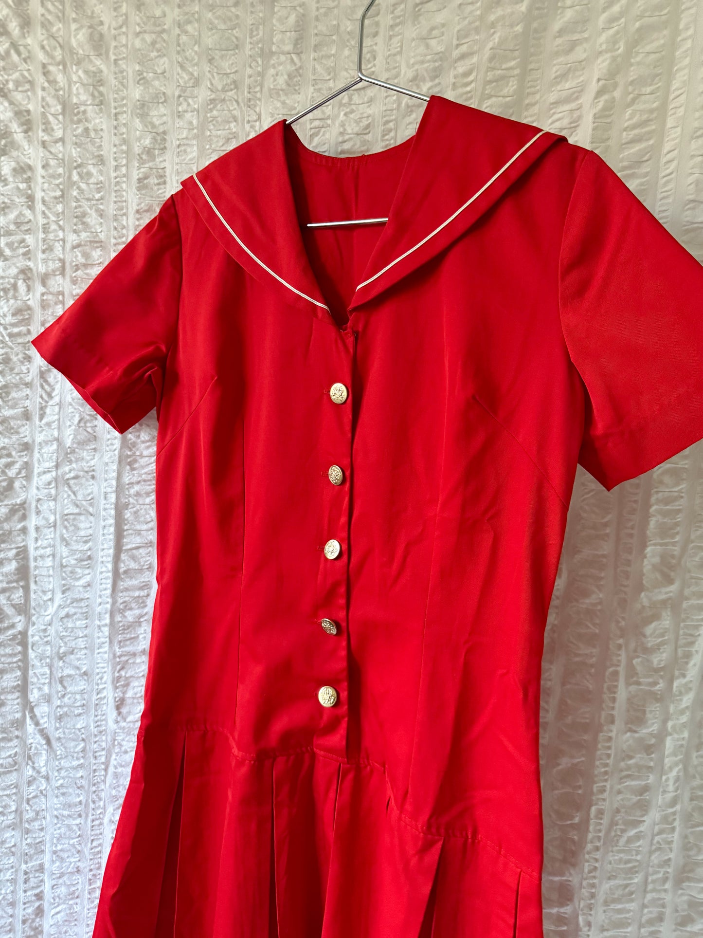 60s dropwaist red sailor dress