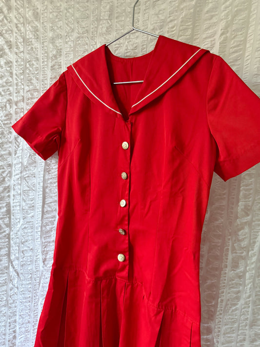 60s dropwaist red sailor dress