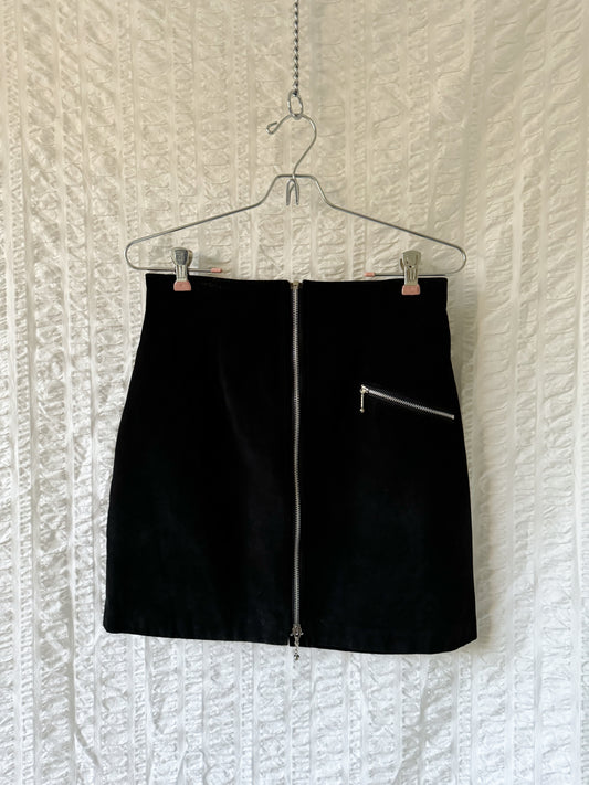 90s suede zip skirt