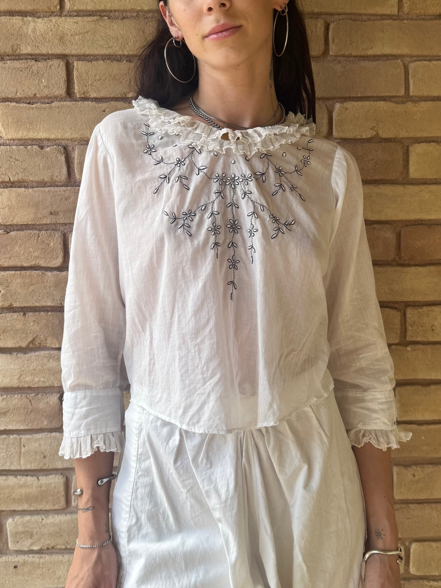 Edwardian embroidered shirtwaist blouse | S