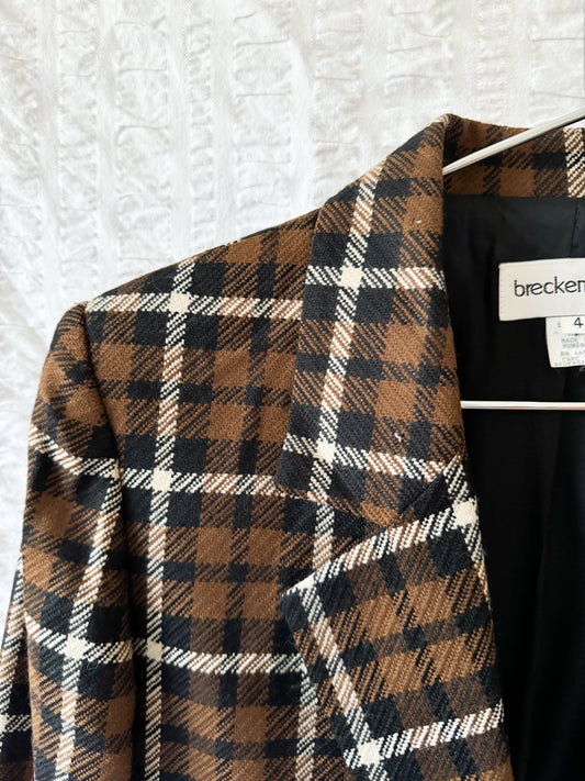 80s wool oversized plaid blazer