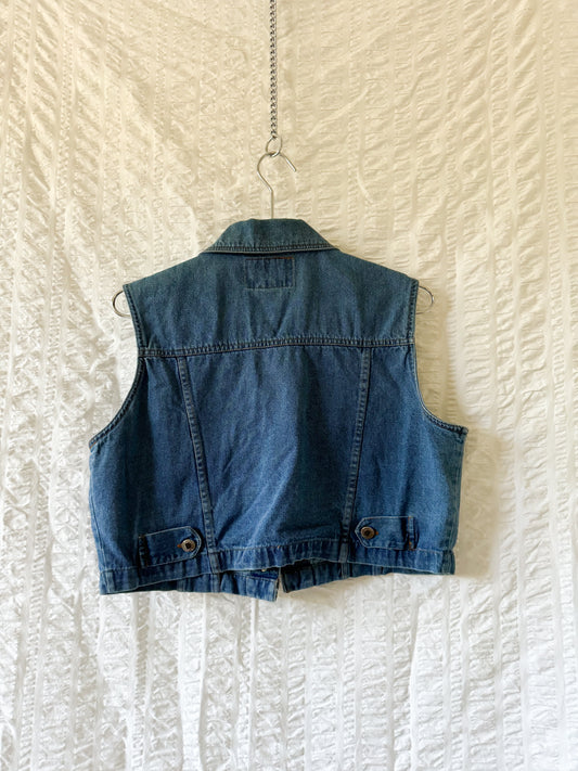 cropped denim vest