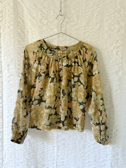 70s floral gauze top