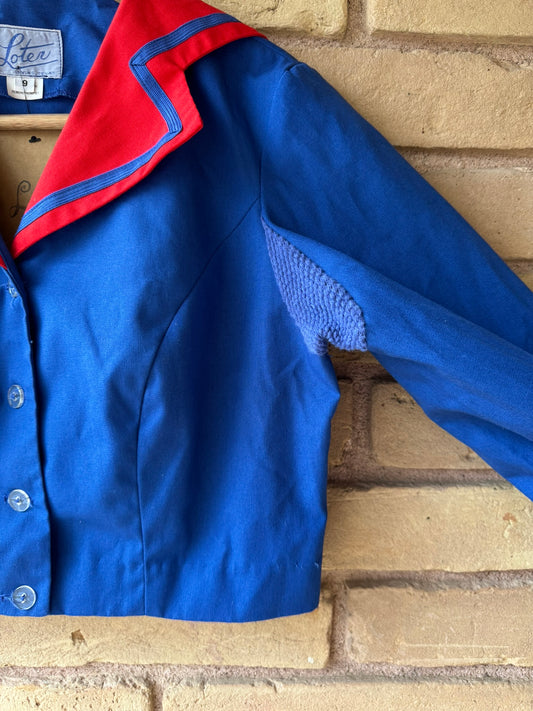 cropped blue sailor top