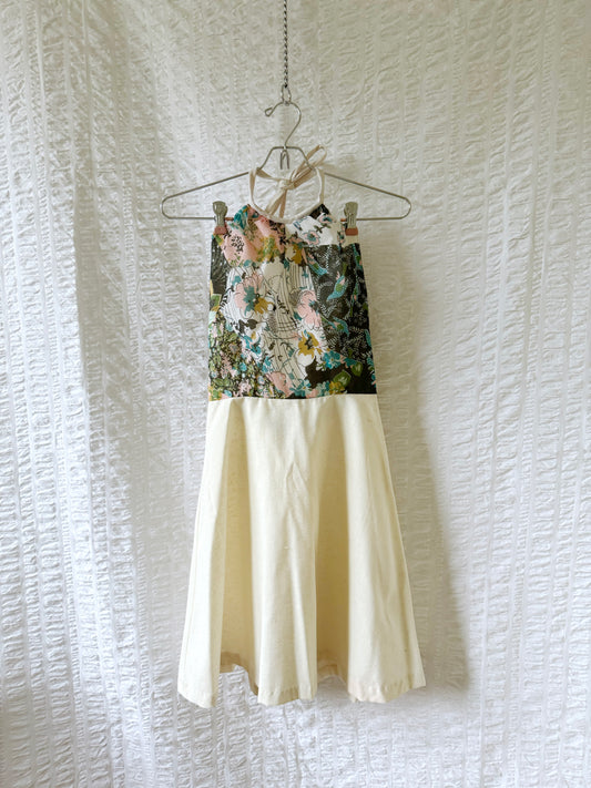 70s floral fit & flare halter dress