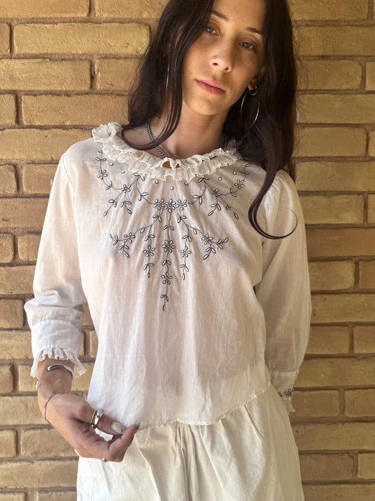 Edwardian embroidered shirtwaist blouse | S