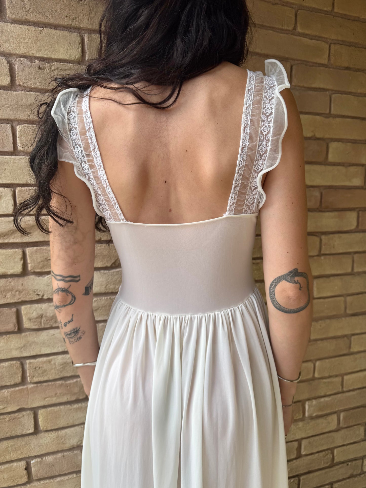 1950s Beau Monde lace chiffon nightgown | S