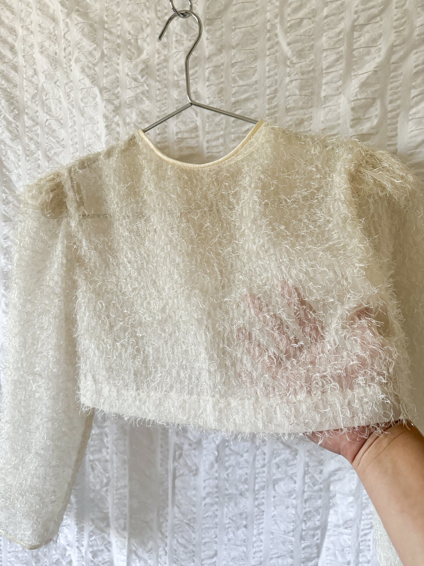 90s cropped sheer fuzzy top