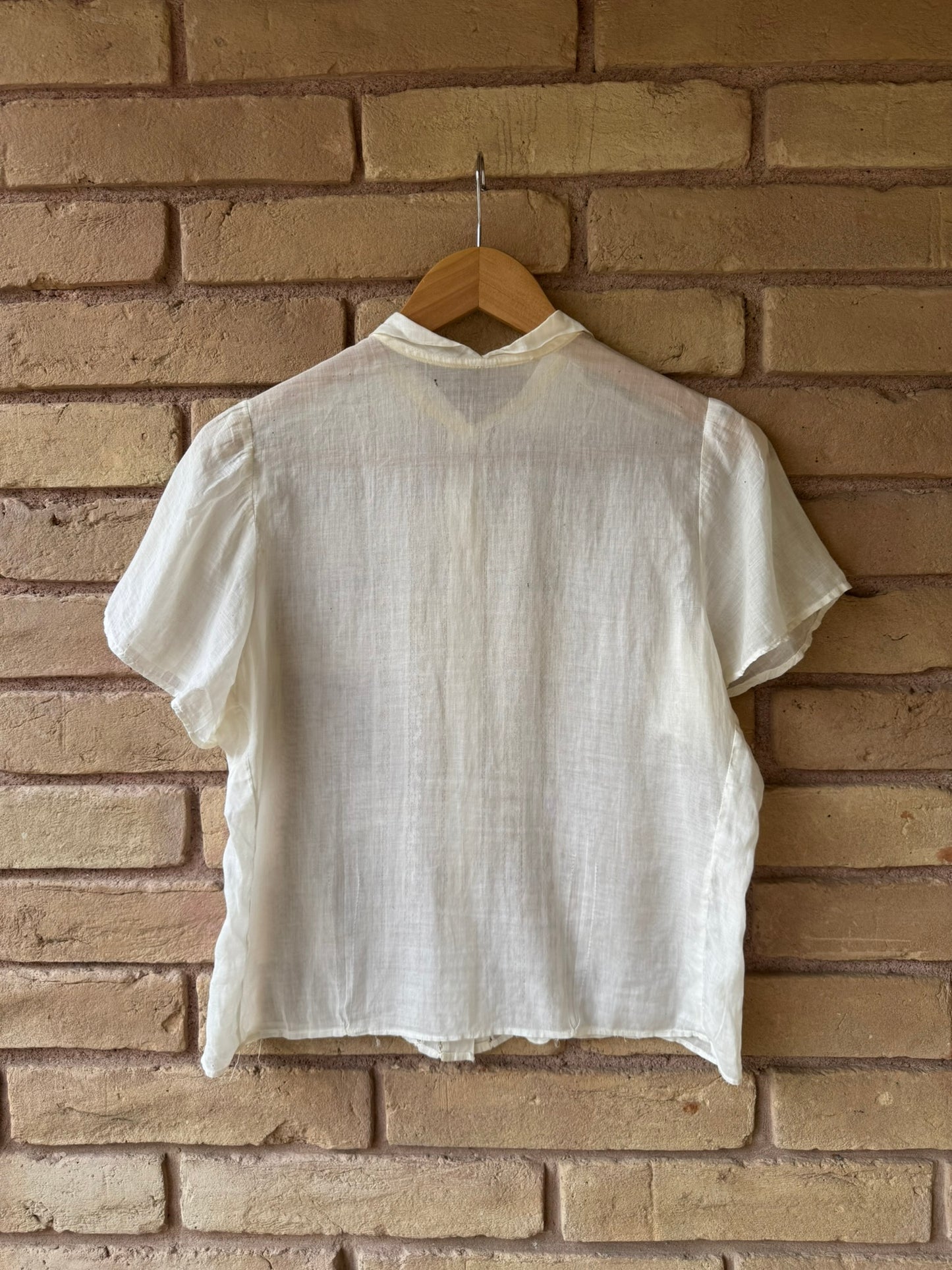 40s sheer ivory cotton blouse