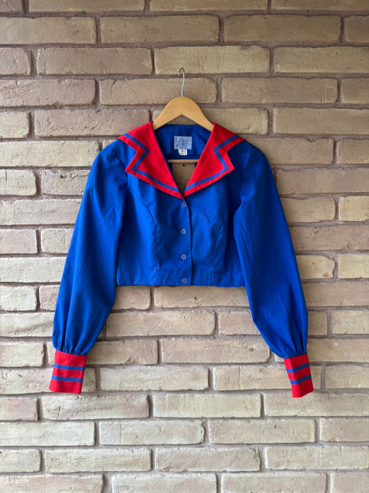 cropped blue sailor top