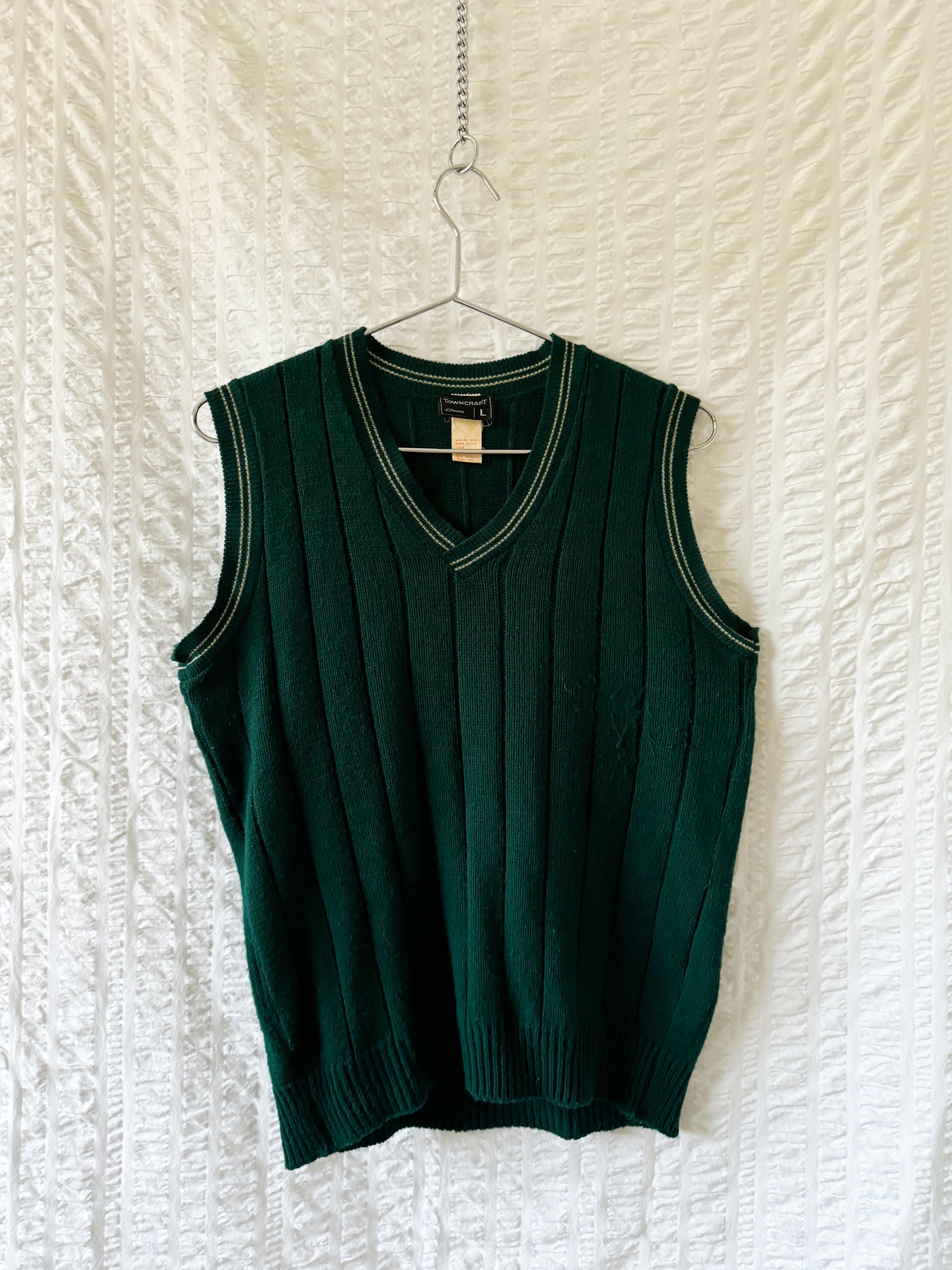 70s forest green knit vest