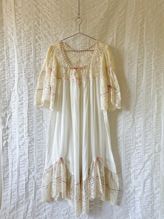 cotton & floral lace night gown