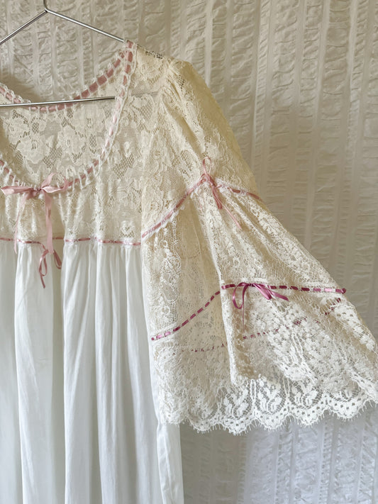 cotton & floral lace night gown