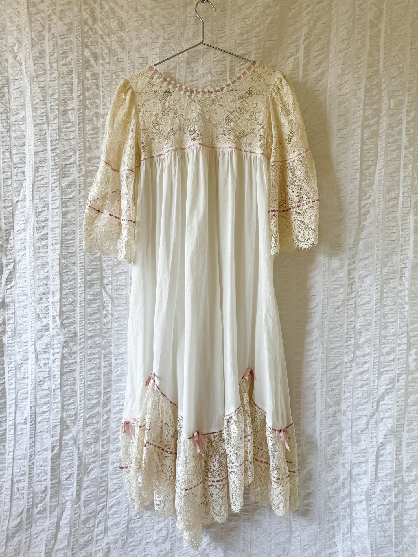 cotton & floral lace night gown