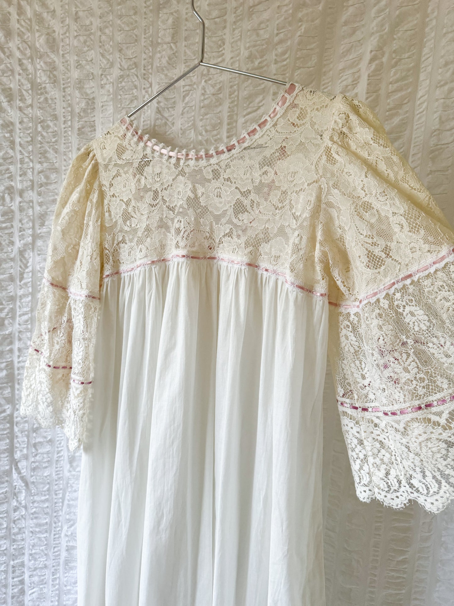 cotton & floral lace night gown